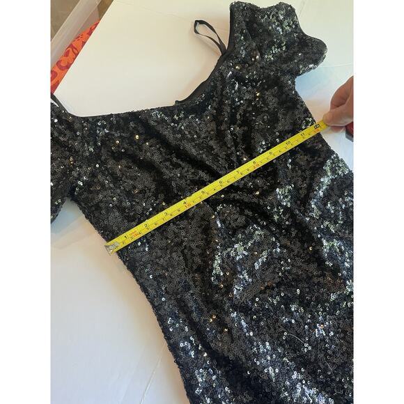 Aidan Mattox Dress Womens Size 2 Blk Beaded Sequin - Picture 5 of 12